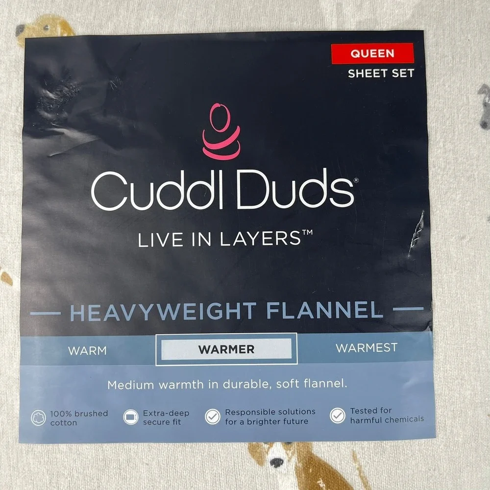 Cuddl Duds Queen Sheet Set Heavyweight Flannel Dog Toss Print 100% Cotton NEW